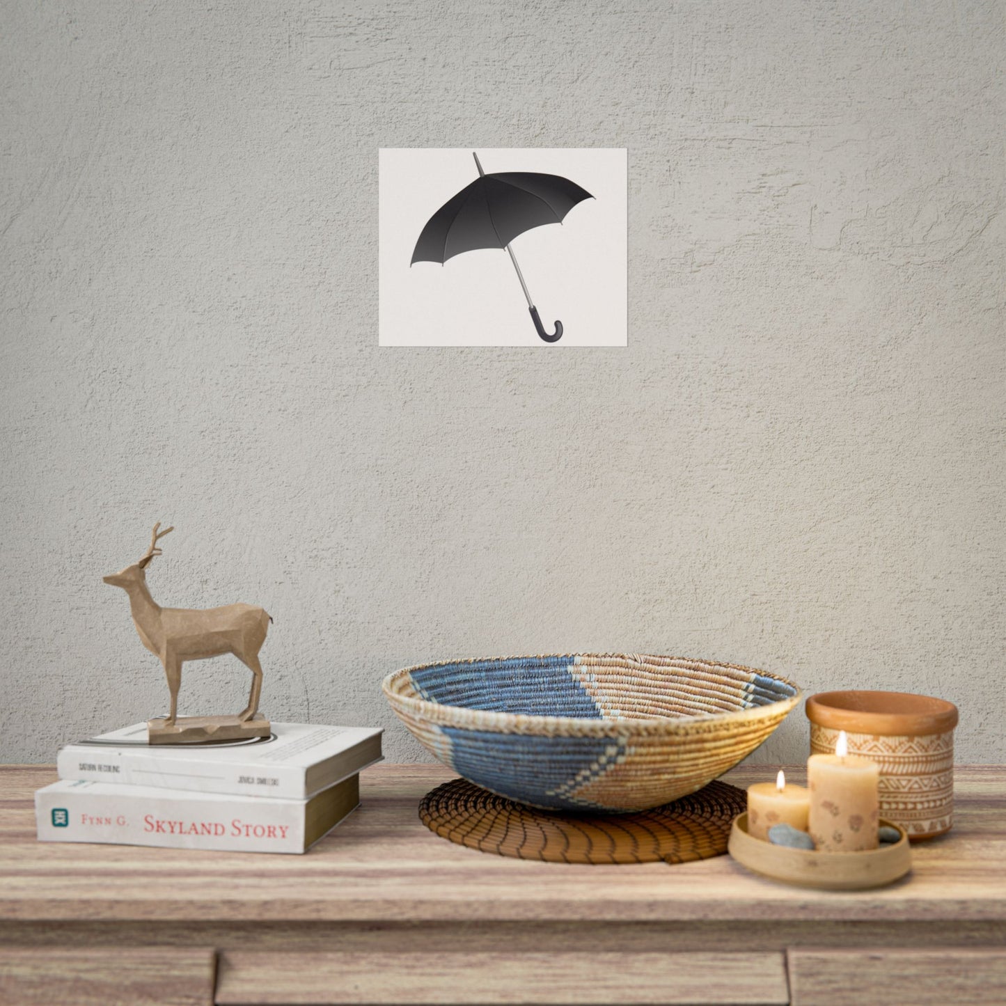 Minimalist Umbrella Wall Art, Chic Home Decor Print, Stylish Poster, Rental Friendly Artwork, Black Umbrella Decor