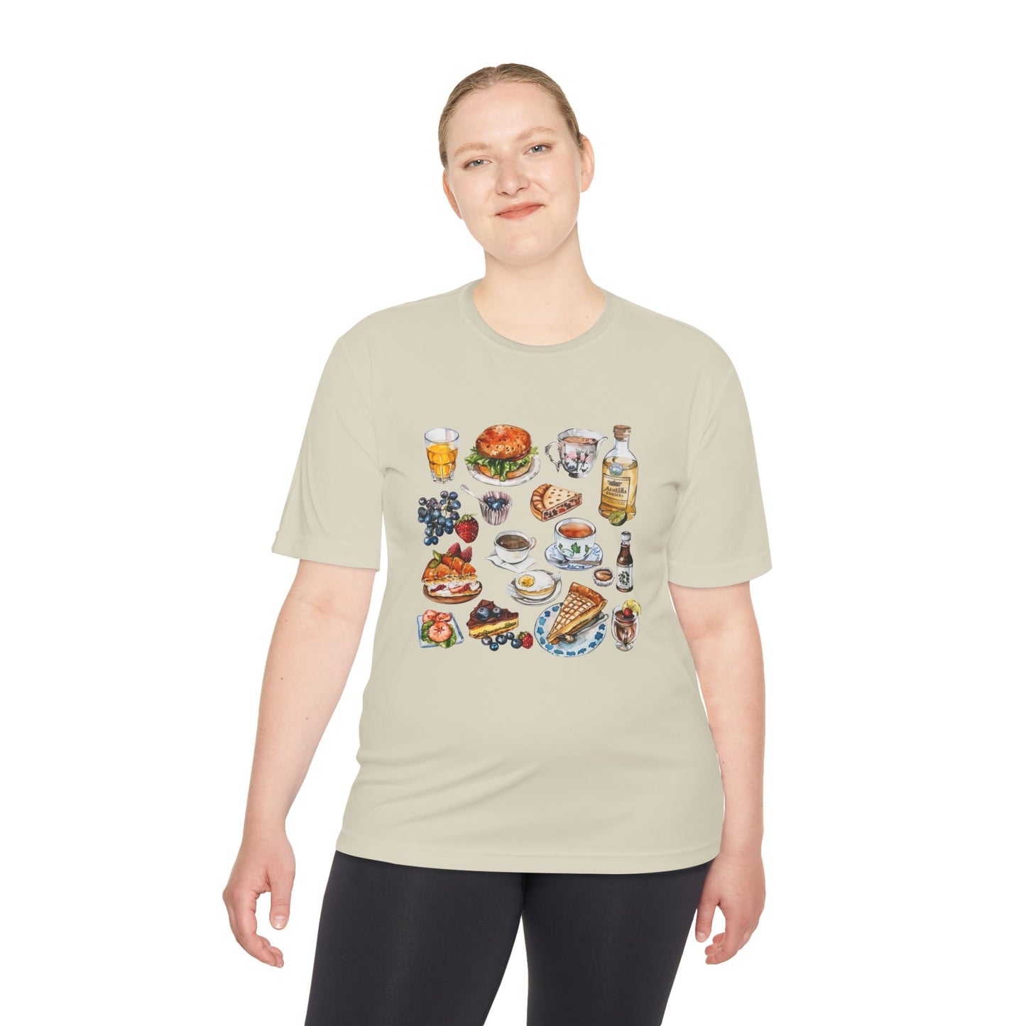 Unisex Moisture Wicking Tee - England Travel Icons Artistic Print