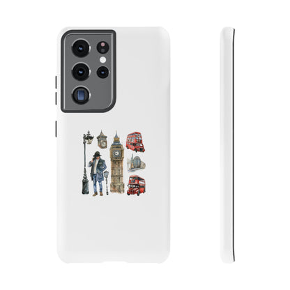 London-Themed Tough Phone Case with Iconic Red Buses