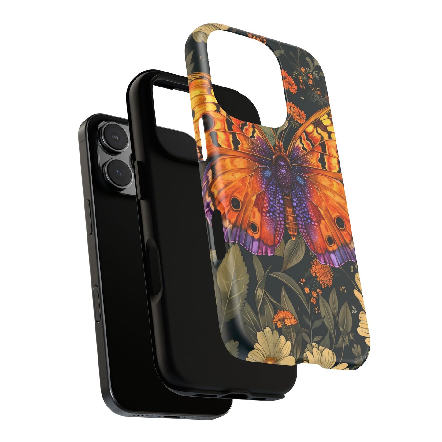 Butterfly Phone Case, Tough Cases for Nature Lovers, Vibrant Floral Design, Gift for Her, Cute Phone Accessories, Butterfly Artwork