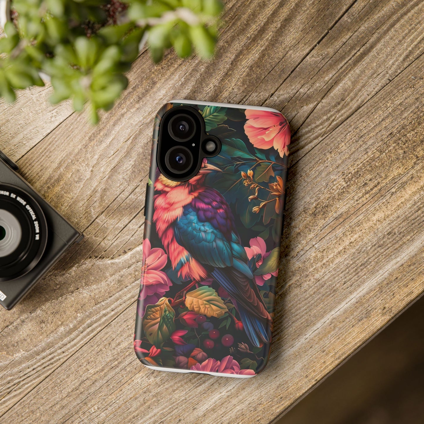 Tough Cases: Vibrant Tropical Bird Phone Case, Floral Smartphone Cover, Nature Lover Gift, Boho Phone Accessory, Cute Bird Case