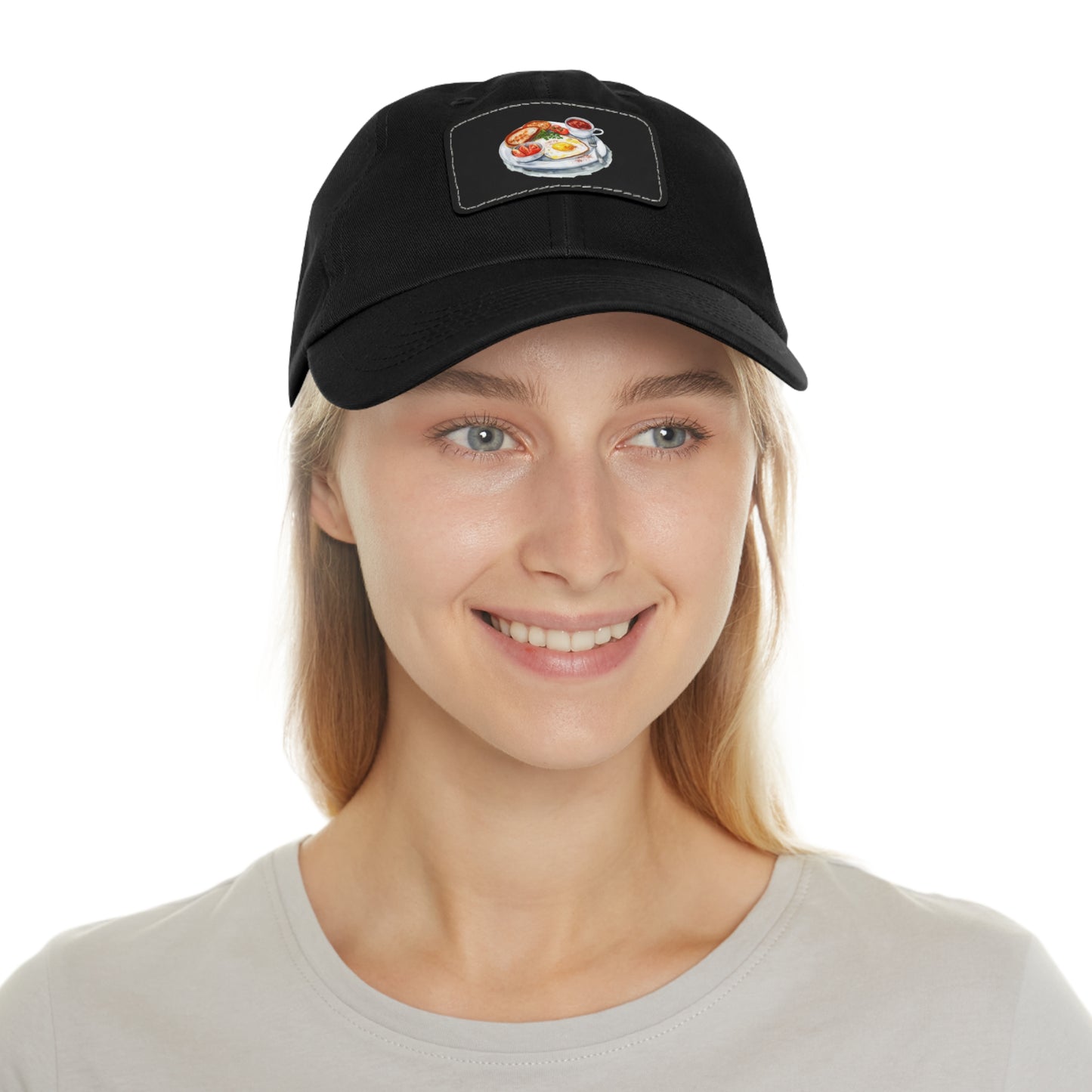 Stylish Dad Hat with Unique Leather Patch - Perfect for Food Lovers, Casual Outing, Gifts for Dad, Outdoor Events, Trendy Accessories