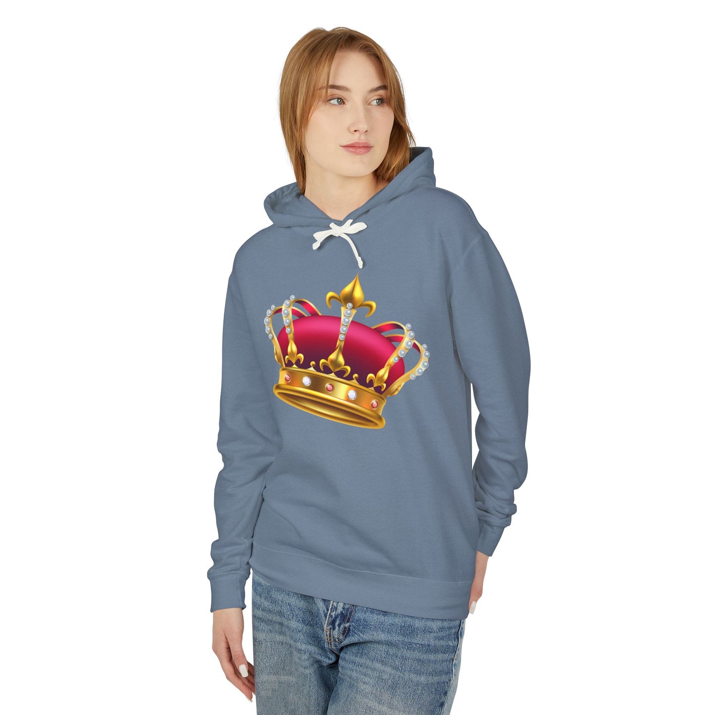 Unisex Lightweight Hooded Sweatshirt - British Royal Crown Design