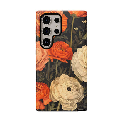 Floral Phone Case with Tough Protection, Blooming Ranunculus Design, Durable Cover, Gift for Flower Lovers, Eco-Friendly Phone Accessory