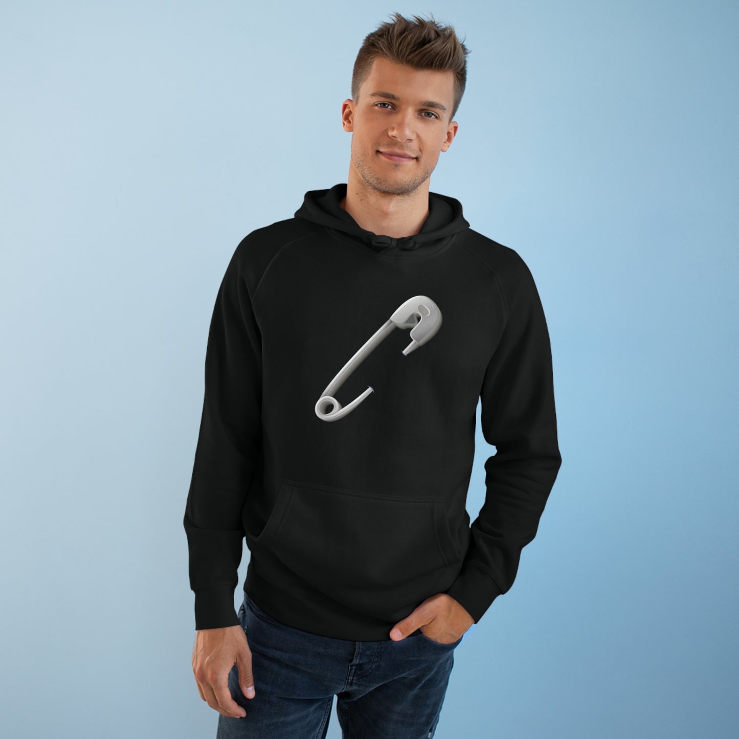 Unisex Hoodie Cozy  -Minimalist Safety Pin Design