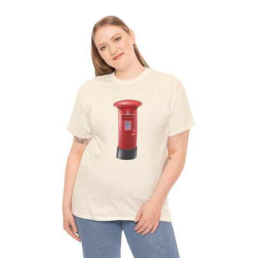 Unisex Heavy Cotton Tee - Classic UK Royal Mailbox Design - British Postbox Icon