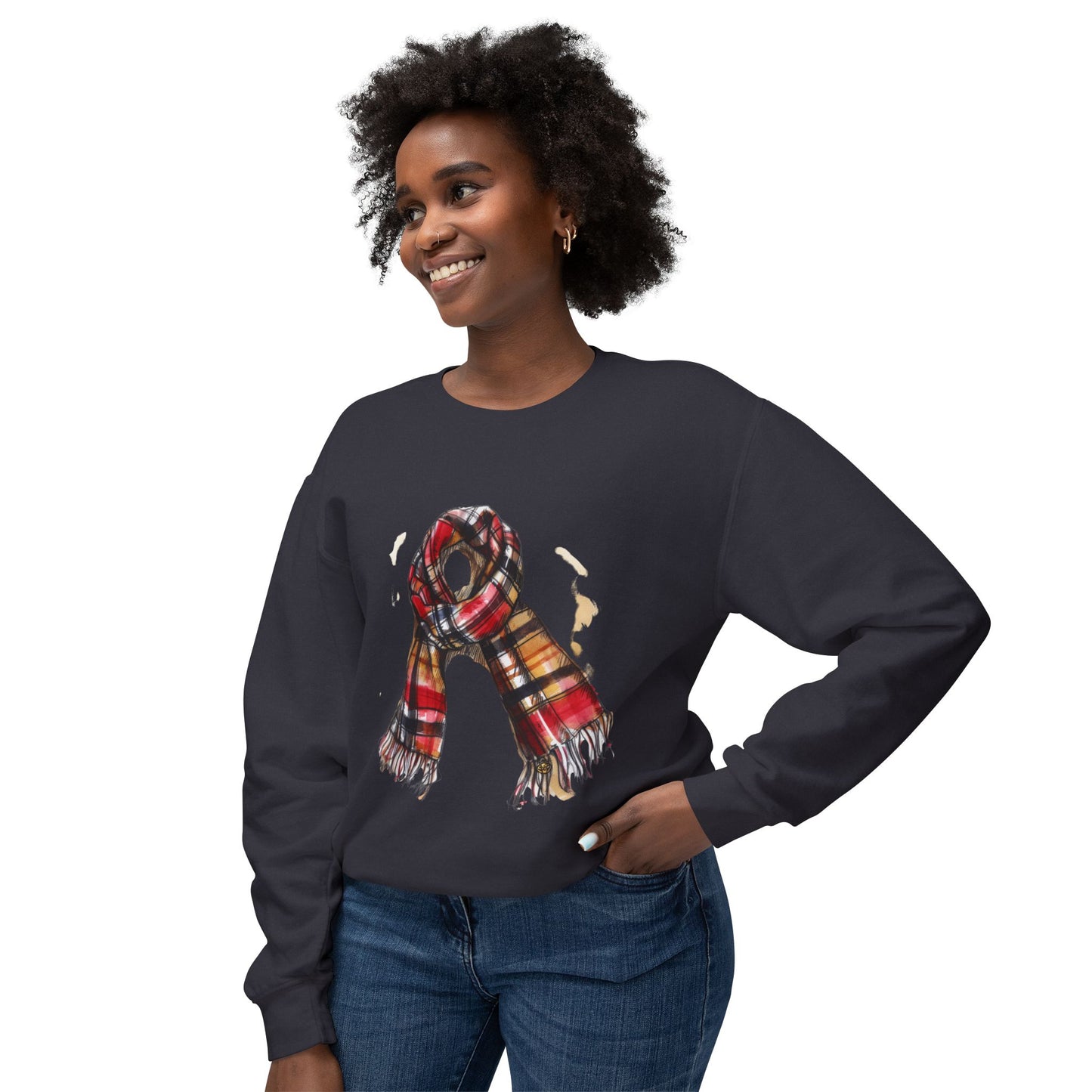 Unisex Lightweight Crewneck Sweatshirt - Classic British Plaid Scarf Design