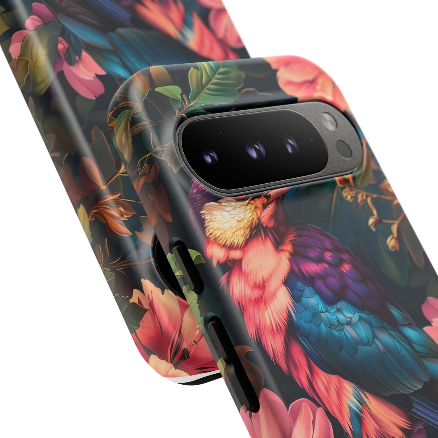 Tough Cases: Vibrant Tropical Bird Phone Case, Floral Smartphone Cover, Nature Lover Gift, Boho Phone Accessory, Cute Bird Case