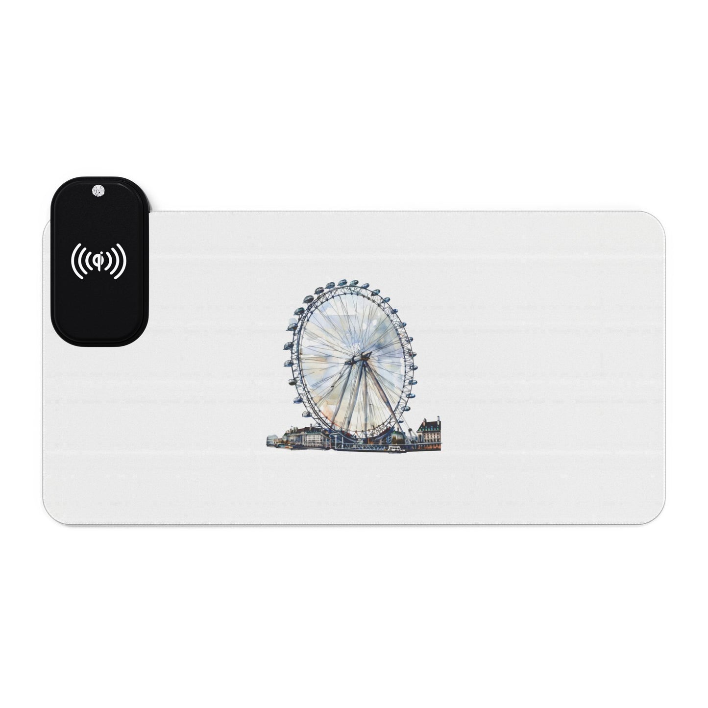 London Eye Ferris Wheel - LED Wireless Charging Gaming Mouse Pad, Illuminated Desk Accessory for Gamers, Perfect Gift for Tech Lovers, Decorative Gaming Setup