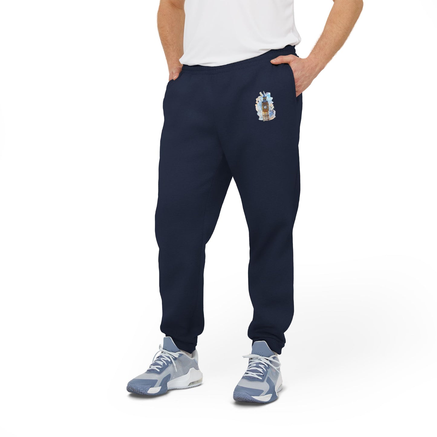 Adidas Unisex Fleece Joggers -  Historic Big Ben England Tower Artwork - Cozy Athletic Wear for Everyday Comfort