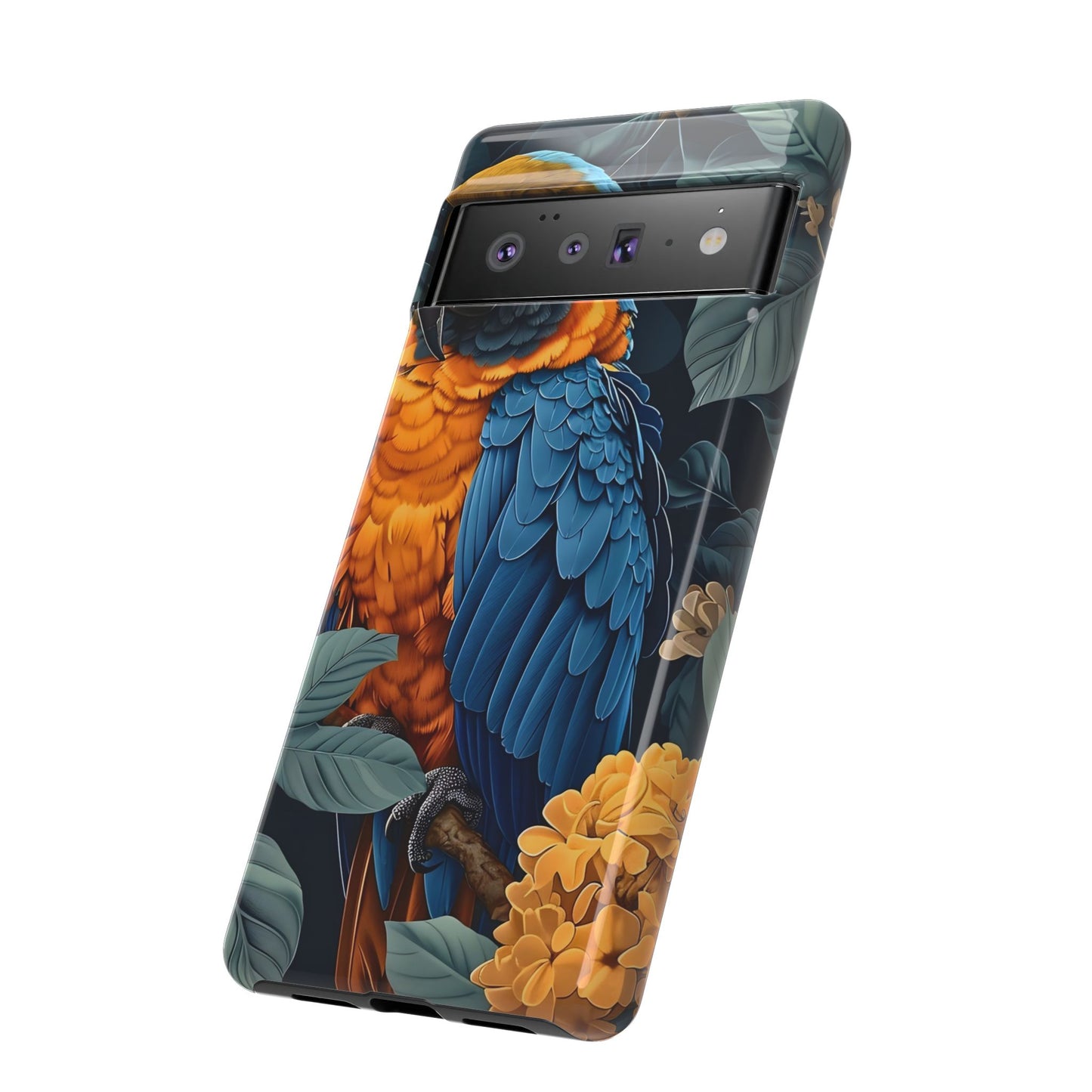 Tropical Parrot Phone Case - Tough Cases, Colorful Phone Cover, Nature Lover Gift, Floral Design, Bird Lover Accessory