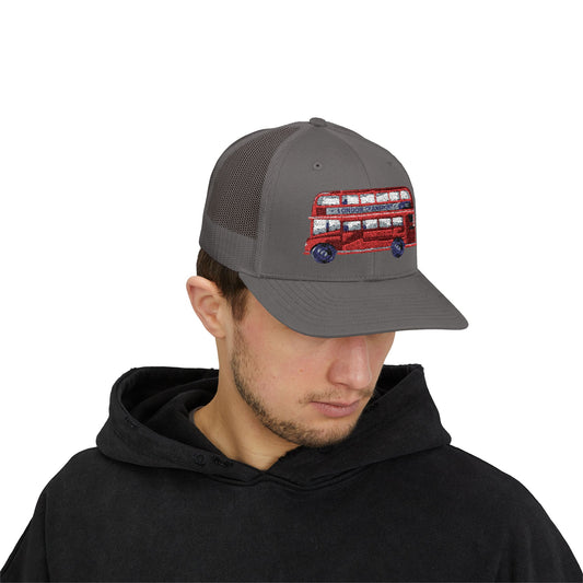 Sparkling London Bus Snapback Trucker Cap | Fitted Hat for Travel Lovers, Trendy Accessory, Gift for Him/Her, Summer Fashion