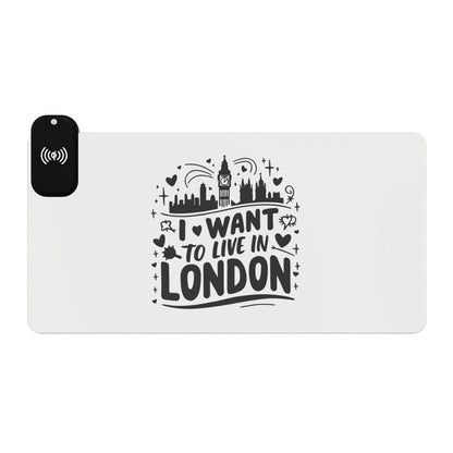 I want to Live In London  LED Gaming Mouse Pad, Wireless Charging