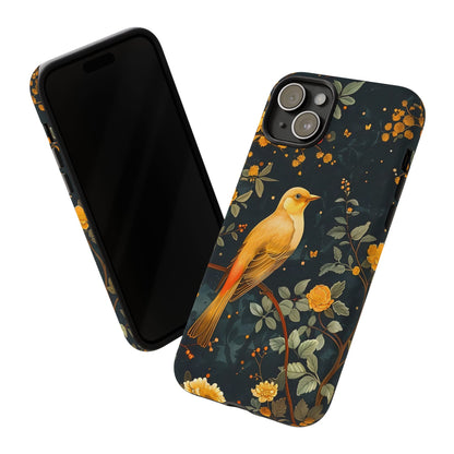 Floral Phone Case, Tough Cases with Bird Design, Nature Lover Gift, Stylish Protection, Birthday Present, Floral Phone Cover