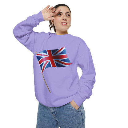 Unisex Garment-Dyed Sweatshirt - Classic UK Flag Design