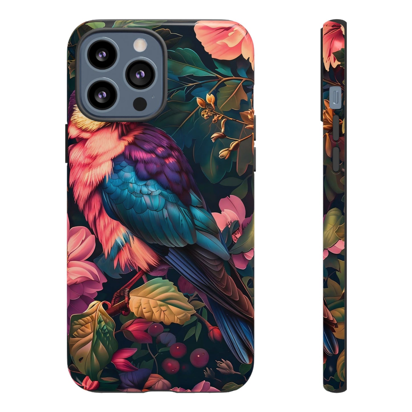 Vibrant Phone Case, Tropical Bird Design, Tough Phone Cover, Floral Tech Accessory, Gift for Nature Lovers