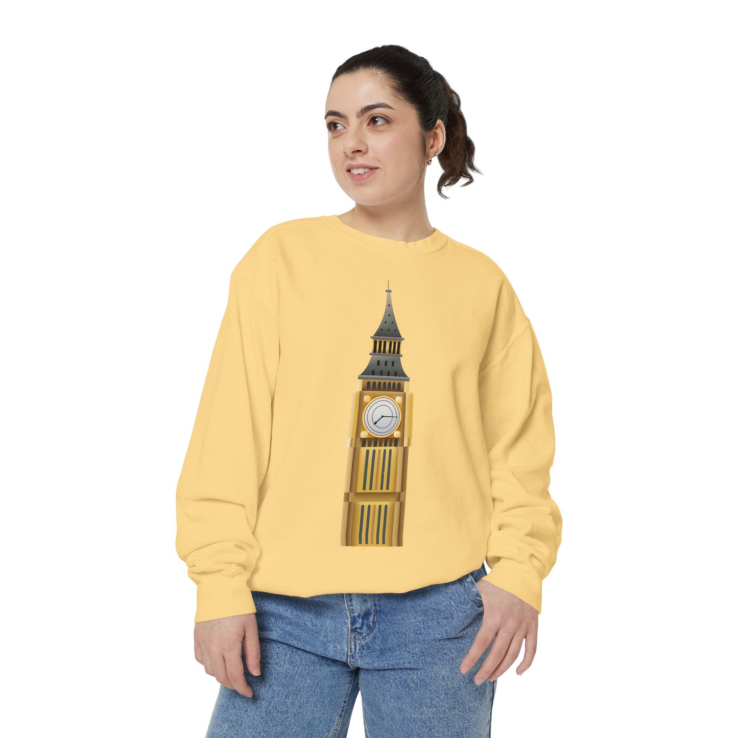 Unisex Garment-Dyed Sweatshirt - Classic London - Big Ben in All Its Glory