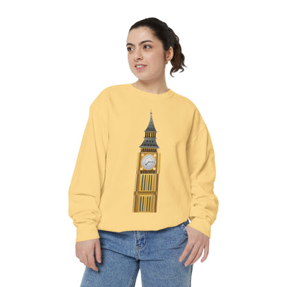 Unisex Garment-Dyed Sweatshirt - Classic London - Big Ben in All Its Glory
