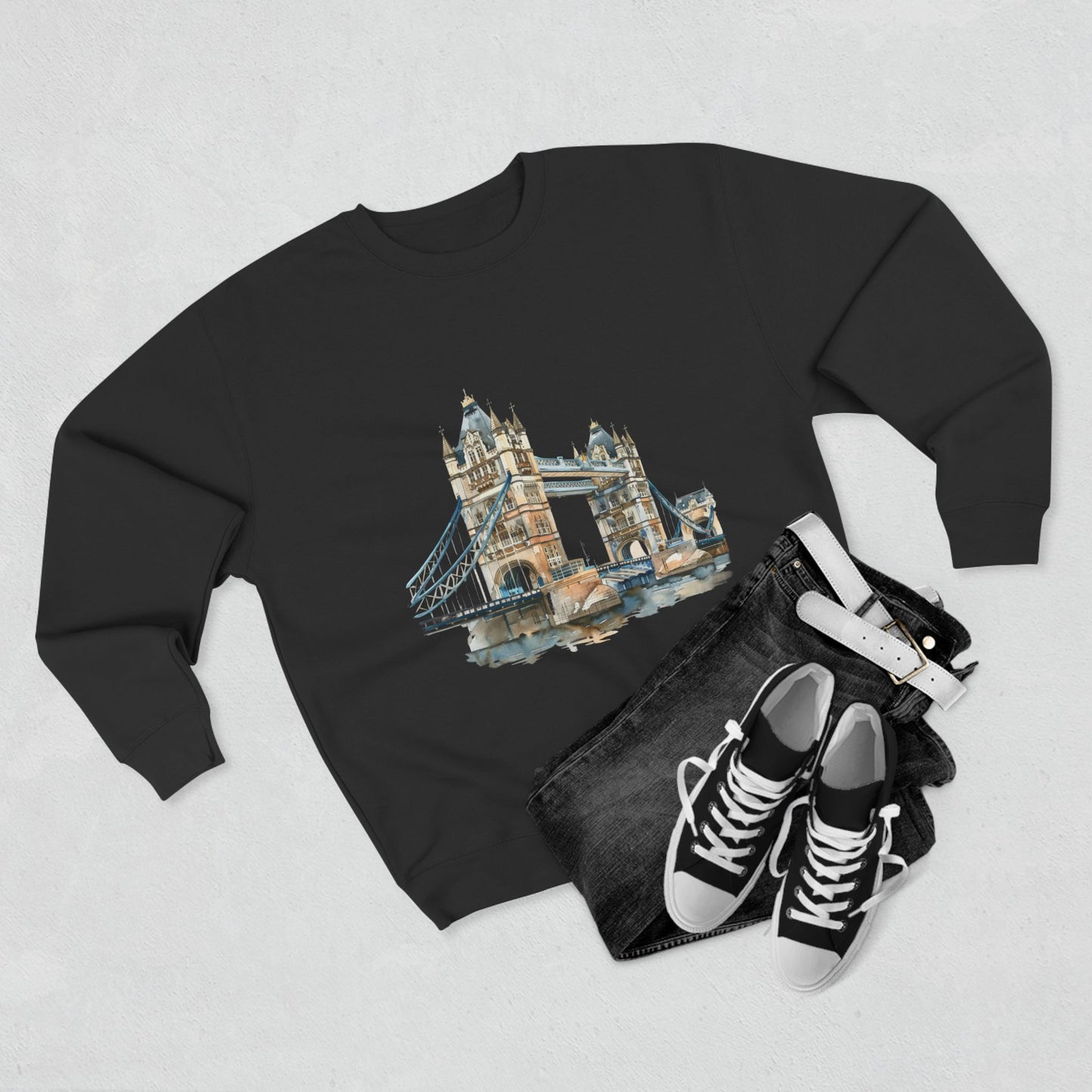 Unisex Crewneck Sweatshirt - London Bridge - Iconic Landmark and Historical Beauty