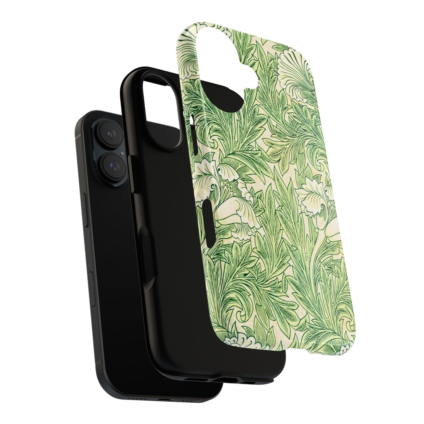 Green Floral Phone Case, Botanical iPhone Cover, Tough Phone Shell, Nature-inspired Gift, Eco-friendly Tech Accessory