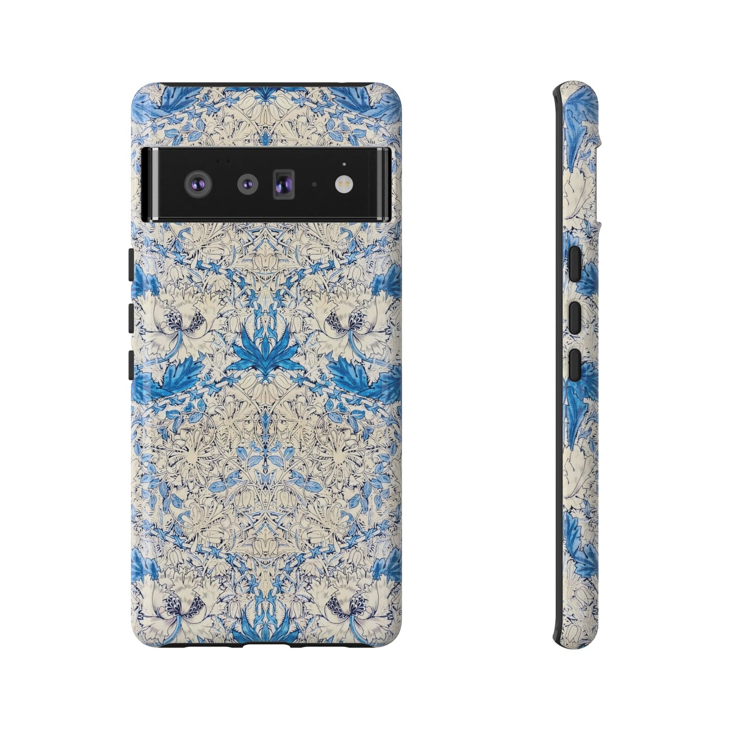 Elegant Floral Phone Case, Tough iPhone Cover, Stylish Mobile Protector, Blue Patterned Case, Unique Gift for Her