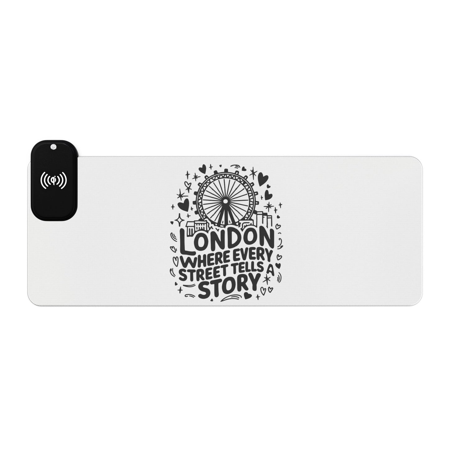 London's Story Teling Streets - LED Gaming Mouse Pad, Wireless Charging