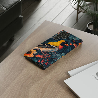 Colorful Bird Phone Case, Floral Phone Cover, Tough Phone Protector, Nature Lover Gift, Botanical Case, Unique Mobile Accessory