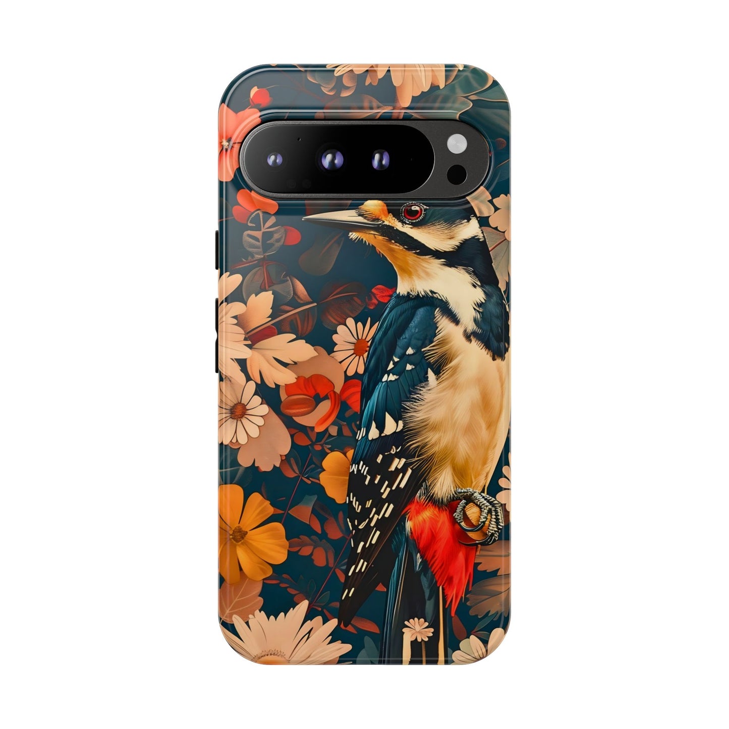 Artistic Bird Phone Case, Unique Tough Cases for Nature Lovers, Floral Design, Cute Gift, Customized Phone Accessories