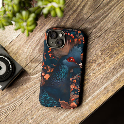 Vibrant Phone Case with Floral Peacock Design - Tough Cases, Artistic Phone Cover, Unique Gift for Nature Lovers, Stand Out Tech Accessory