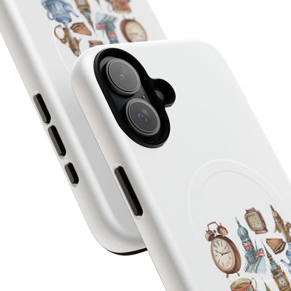 Tough Magnetic Phone Case with Vintage Clock Design, Durable Tech Accessories for Gift, Daily Use, Unique Style