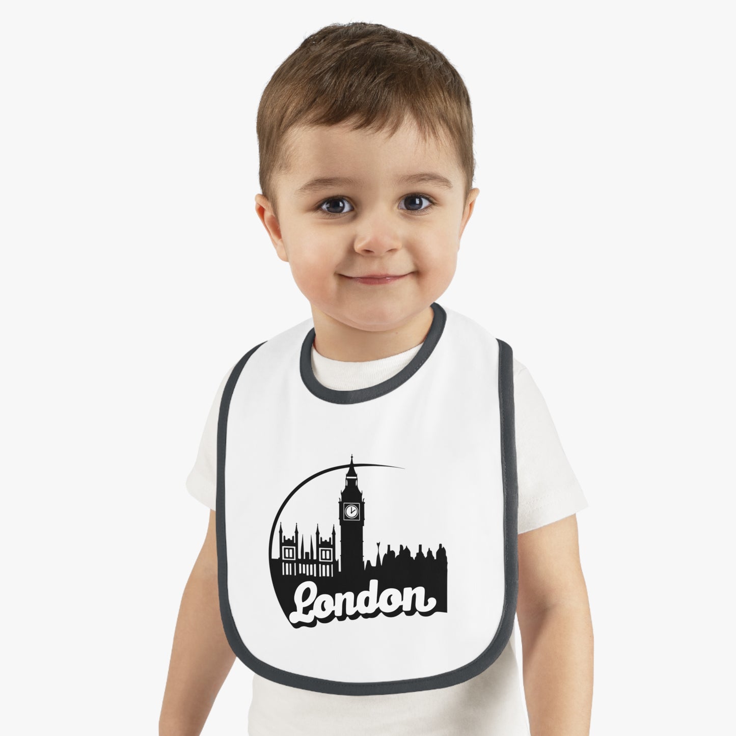 London Baby Bib, Cute Jersey Bib for Infants, Baby Shower Gift, Toddler Feeding, Modern Baby Accessories, Travel-Themed Bib