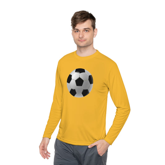 Unisex Lightweight Long Sleeve Tee - Dynamic Football Design - Sports Passion and Energy