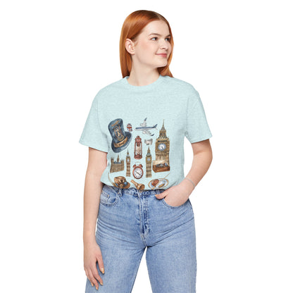 Unisex Jersey Short Sleeve Tee - Nostalgic England: Vintage Symbols & Icons