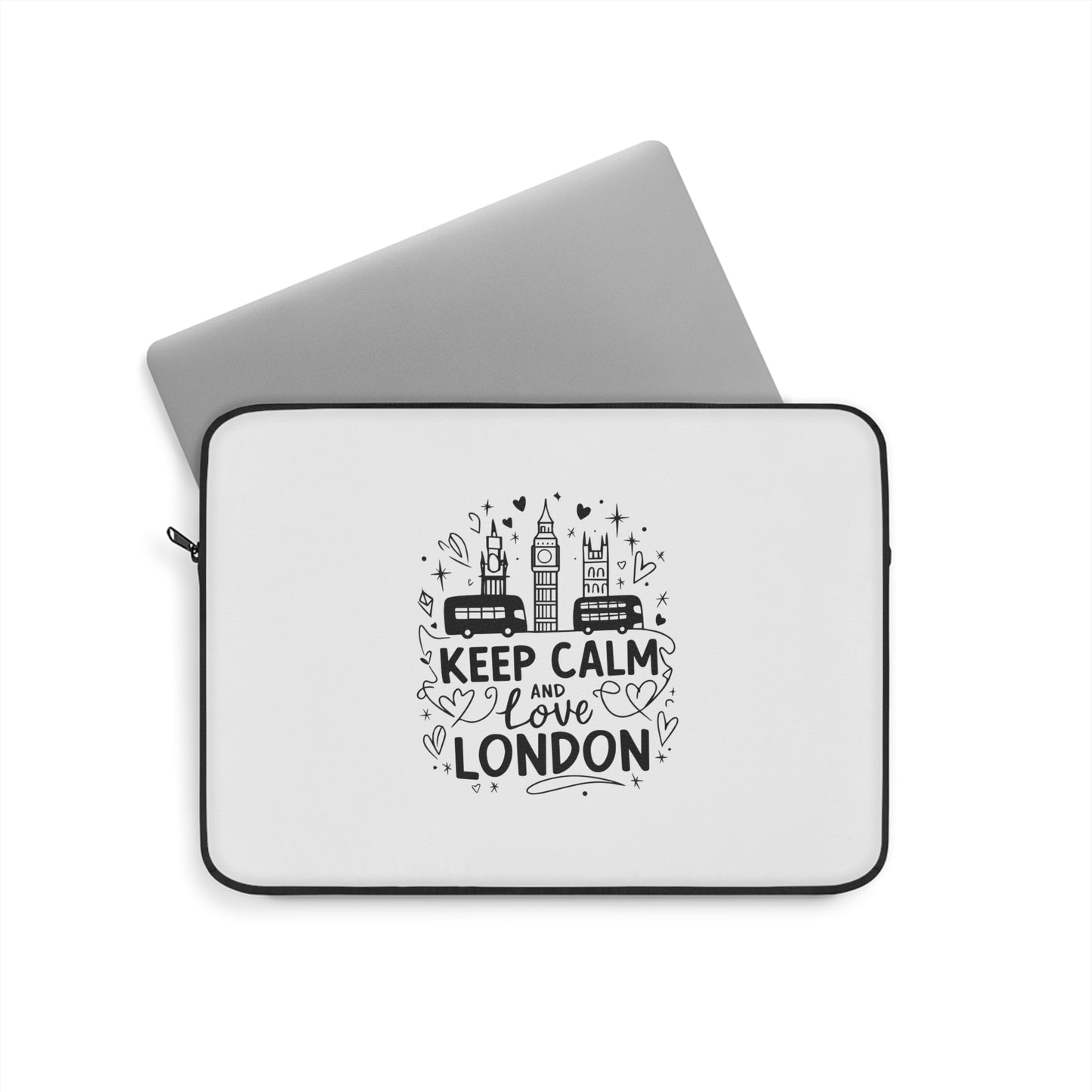 Laptop Sleeve - Keep Calm and Love London | Travel Gift, Tech Accessory, Laptop Case, London Lover, Office Essentials