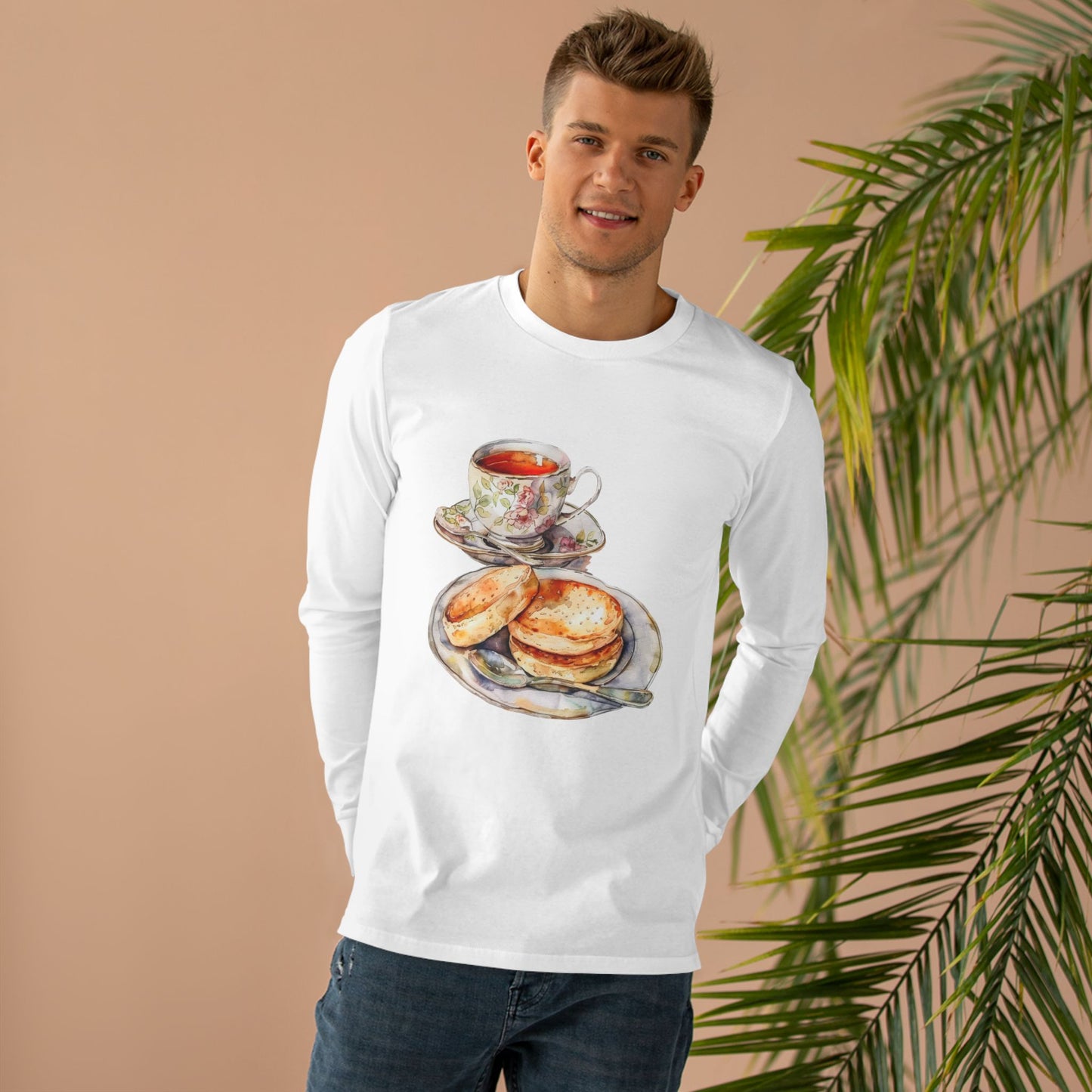 Men’s Base Longsleeve Tee - British Food - Savory Classics and Traditional Delights
