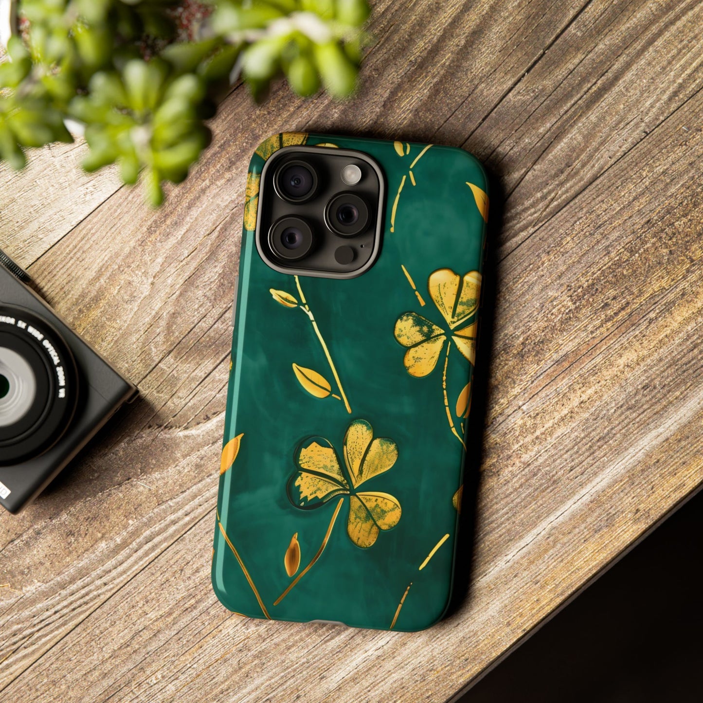 Floral Phone Case with Gold Accents, Tough Phone Cover, Stylish Phone Protector, Unique Gift for Her, Nature Lover Accessory