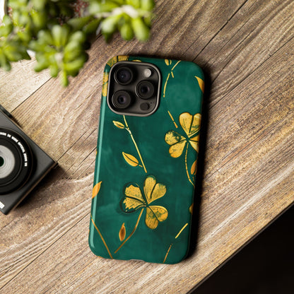 Floral Phone Case with Gold Accents, Tough Phone Cover, Stylish Phone Protector, Unique Gift for Her, Nature Lover Accessory
