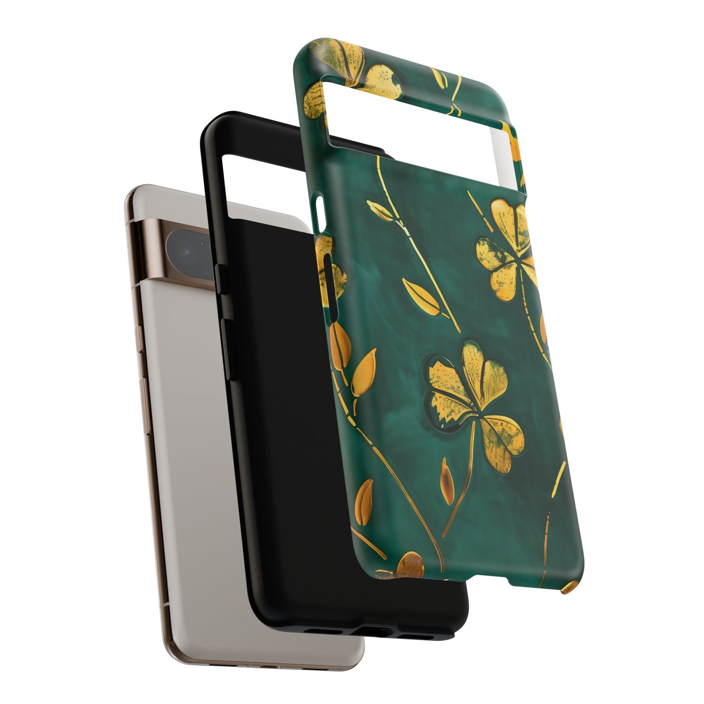 Floral Phone Case with Gold Accents, Tough Phone Cover, Stylish Phone Protector, Unique Gift for Her, Nature Lover Accessory