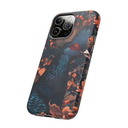 Vibrant Phone Case with Floral Peacock Design - Tough Cases, Artistic Phone Cover, Unique Gift for Nature Lovers, Stand Out Tech Accessory