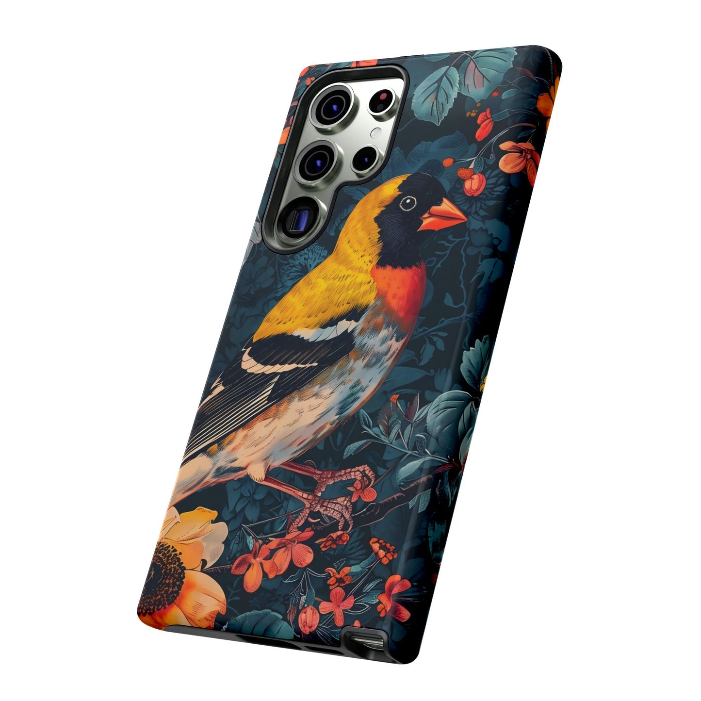 Colorful Bird Phone Case, Floral Phone Cover, Tough Phone Protector, Nature Lover Gift, Botanical Case, Unique Mobile Accessory