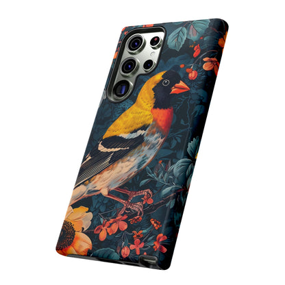 Colorful Bird Phone Case, Floral Phone Cover, Tough Phone Protector, Nature Lover Gift, Botanical Case, Unique Mobile Accessory