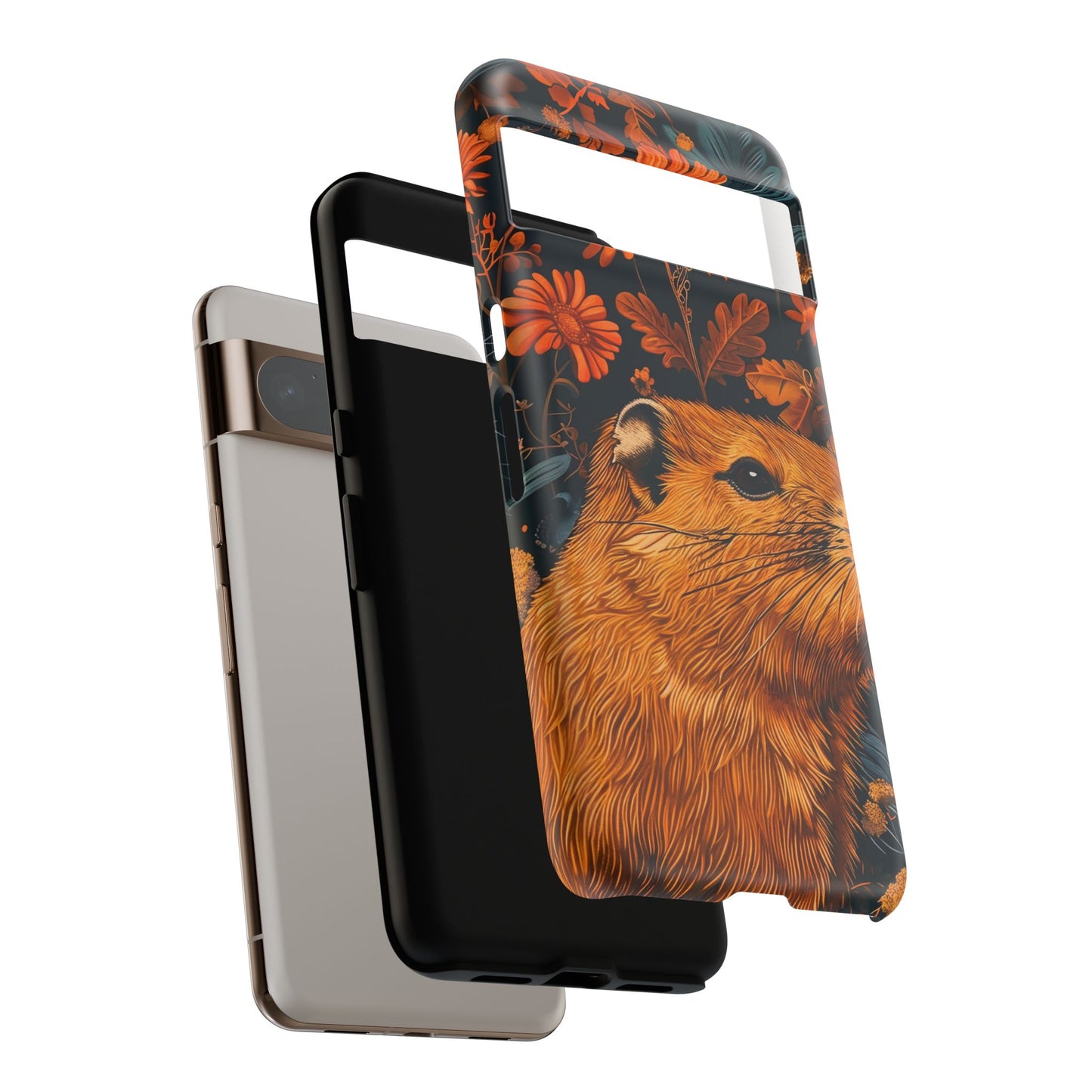 Capybara Phone Case, Floral Phone Cover, Tough Case for Animal Lovers, Unique Gift, Cute and Functional, Nature Inspired Design