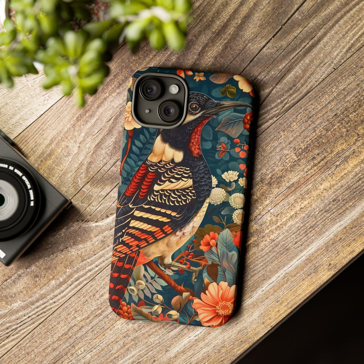 Nature-Inspired Phone Case with Floral Art, Tough Phone Cover, Protective Case, Gift for Nature Lovers, Unique Phone Accessory
