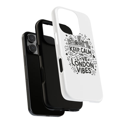 London Vibes Phone Case – Keep Calm Design, iPhone Accessories, Gift for Travelers, London Souvenir, Unique Cell Phone Cover