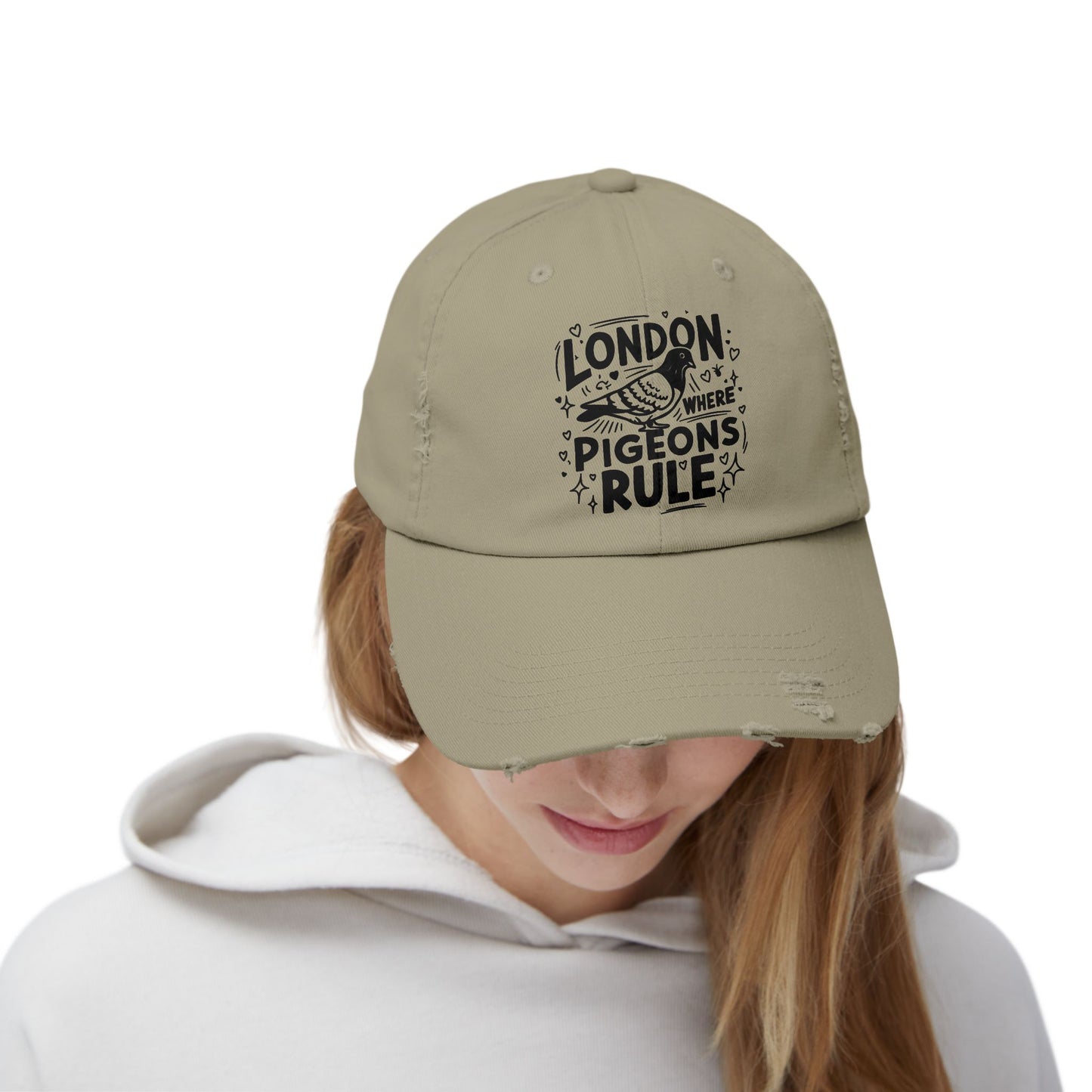 London Pigeons Distressed Cap, Unisex Cap, Casual Hat, Streetwear Accessory, Perfect Gift for London Lovers
