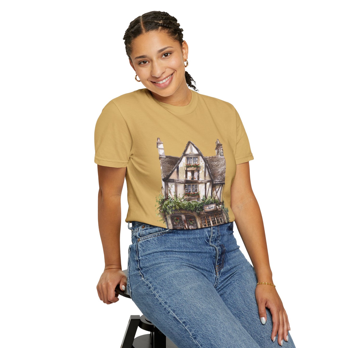 Unisex Garment-Dyed T-shirt - Heritage in Stone - Traditional British Village Homes