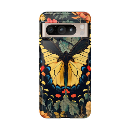 Butterfly Floral Phone Case, Art-inspire Tough Case, Gift for Nature Lovers, Butterfly Pattern Cover, Eco-Friendly Mobile Accessory