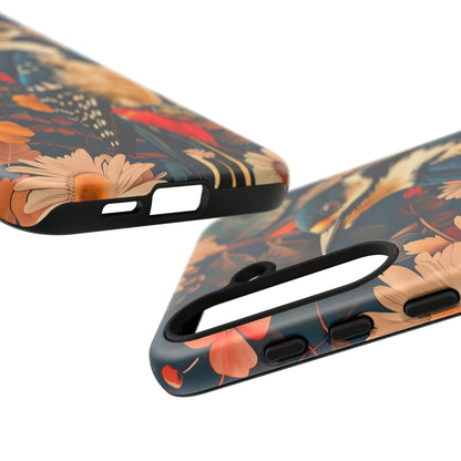 Artistic Bird Phone Case, Unique Tough Cases for Nature Lovers, Floral Design, Cute Gift, Customized Phone Accessories