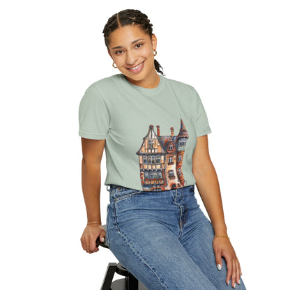 Unisex Garment-Dyed T-shirt - The Quintessential British Village House