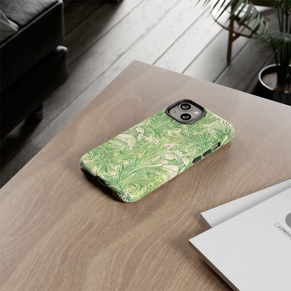 Green Floral Phone Case, Botanical iPhone Cover, Tough Phone Shell, Nature-inspired Gift, Eco-friendly Tech Accessory